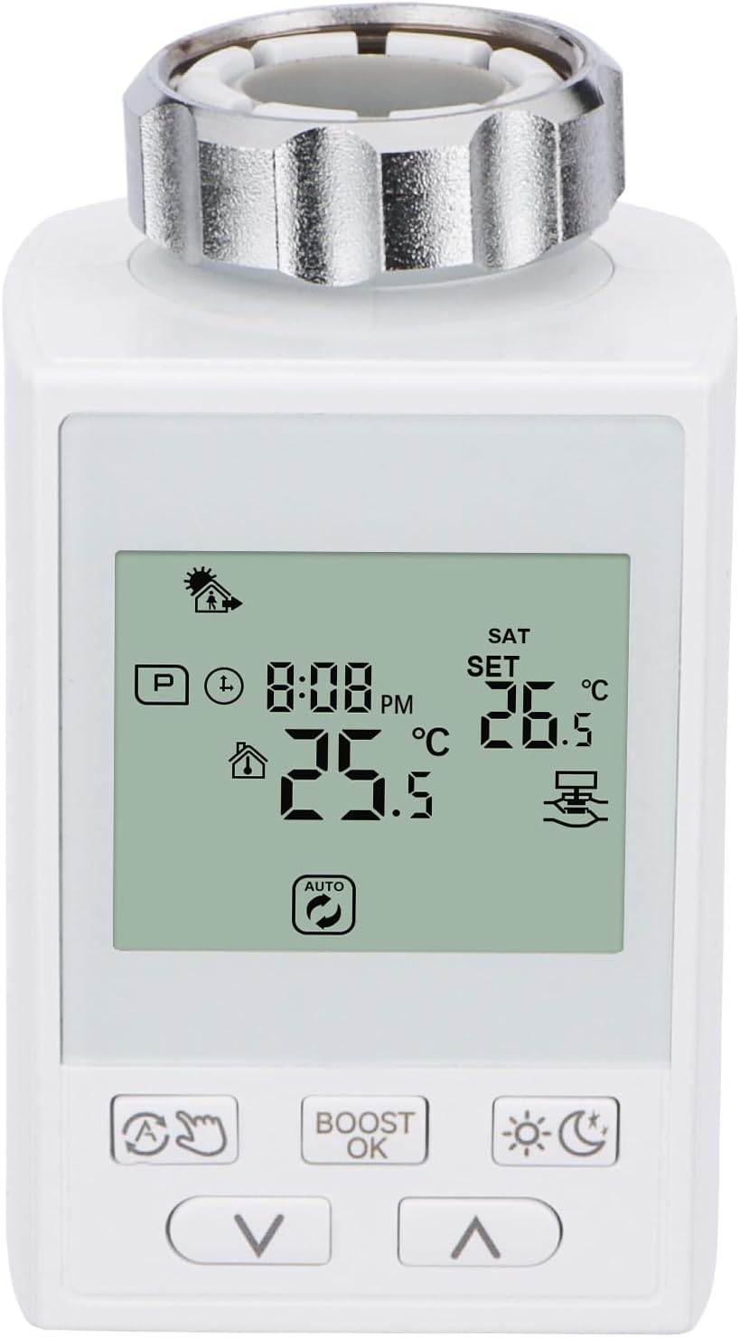 Wengart Smart WiFi Radiator Thermostat WG359 Energy-Saving Tuya TRV App Control without Gateway Programmable Compatible with Alexa & Google Home Includes Adapter Set