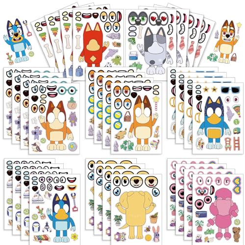 16 Sheets Make a Face Stickers for Kids, Cartoon Stickers, DIY Puzzle Stickers Cute Anime Stickers, Gift of Birthday, Party Favor, Rewards, Art Craft, School