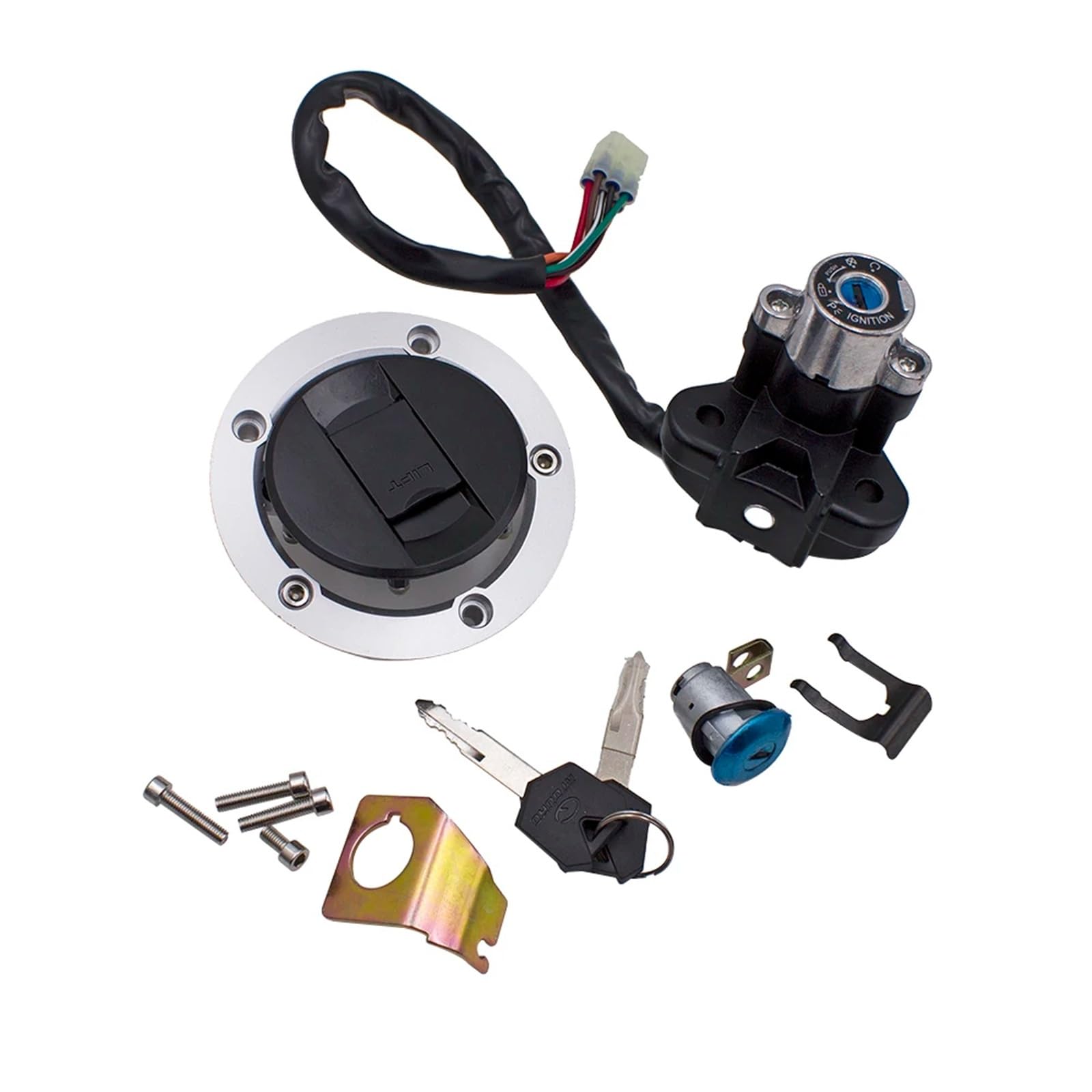 Zündschloss Motorrad Für Suzuki Für SV1000 1000S 650 Für V650A Für SV650S 650SF Für GSXR 600 750 Motorrad-Zündschloss Tankdeckel Sitzschloss Schlüsselsatz Zündschalter Motorrad
