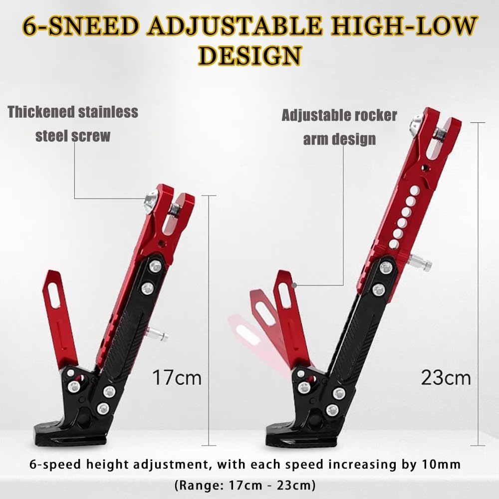 Motorcycle Kickstand for Kawasaki W800 Final Edition/W800 Special Edition/Z 1000/750/H2/Z 1000 SX, Adjustable Universal Aluminum Side Stand for Motorbike Heavy Duty Parking Support Foot