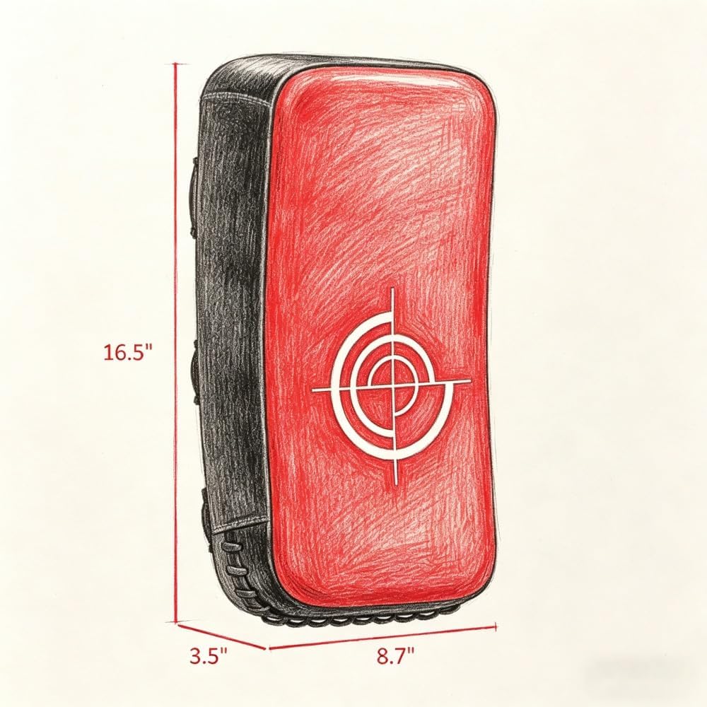 Kicking Strike Shield, PU and EPE, Red, 16.5" x 8.7" x 3.5", Curved Design with Adjustable Straps for Punching, Sparring, and Coaching