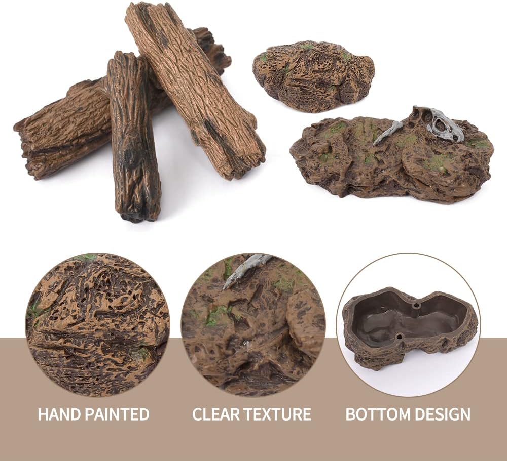Artificial Tree Stump Stones 7pcs Mini Fairy Garden Figurines Stumps Ornaments Miniature Stone Rock Statue for Train Landscape Railway Sand Table image 3
