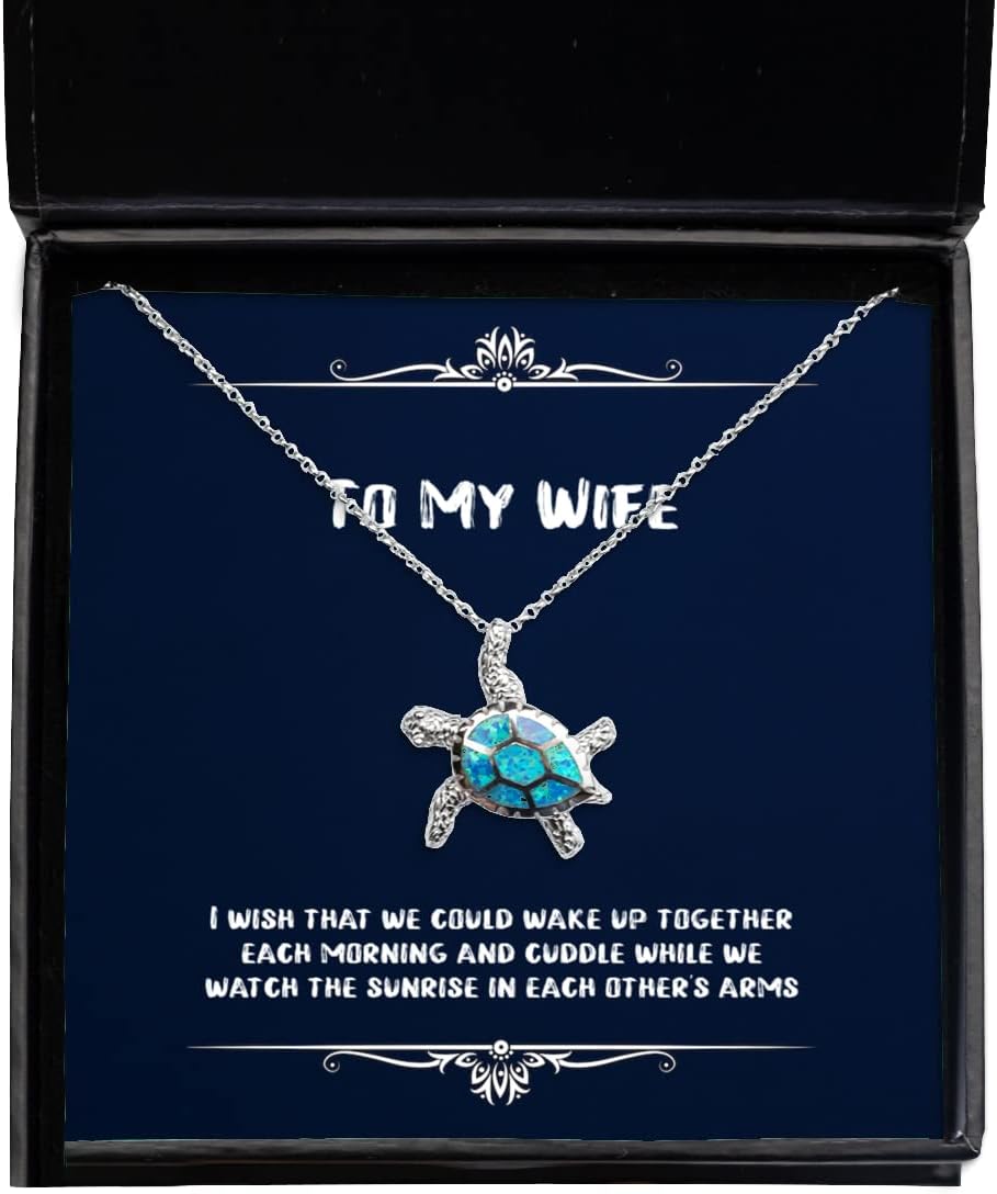 Cool Wife, I Wish That we Could Wake up Together Each Morning and Cuddle While we Watch The, Christmas Opal Turtle Necklace for Wife