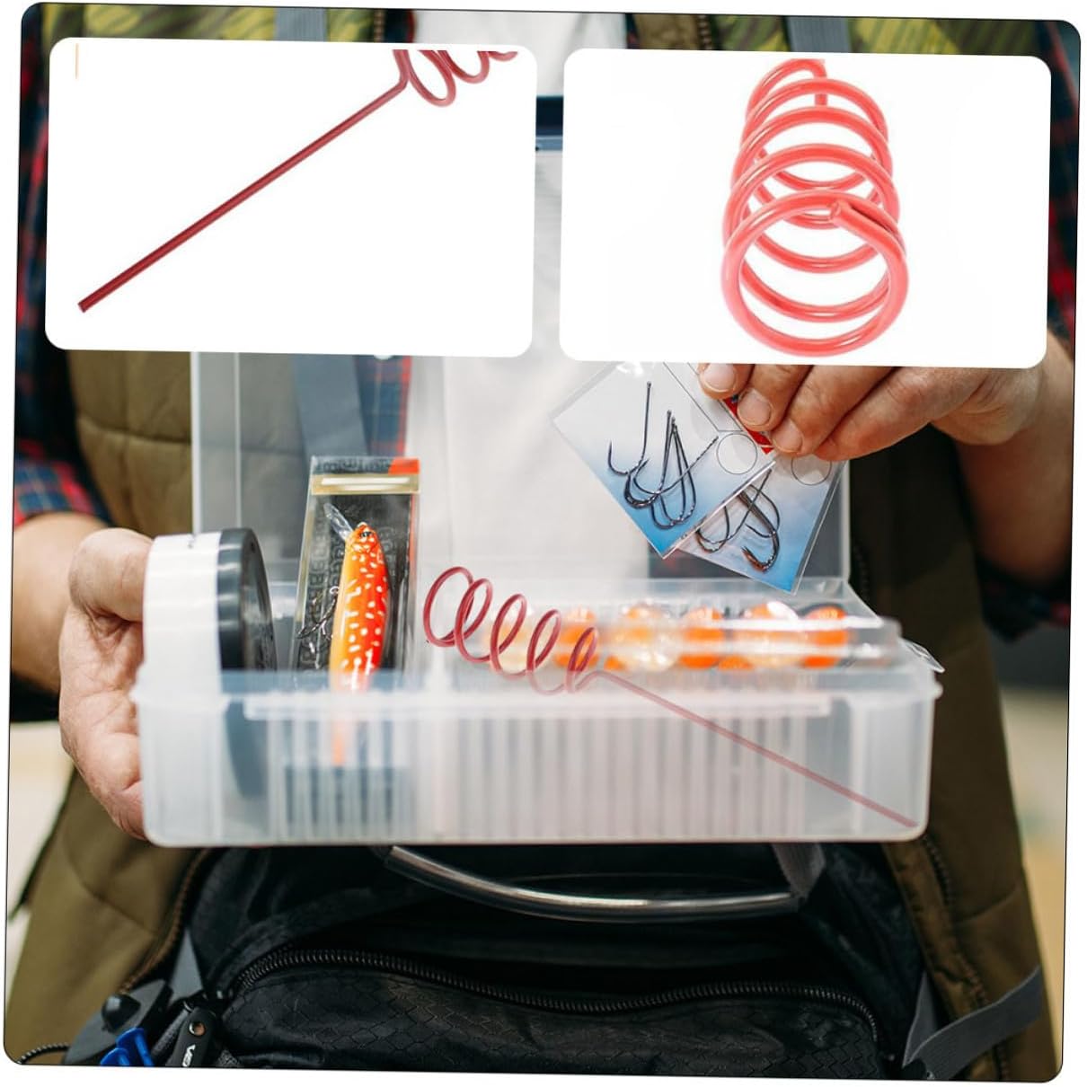 KOMBIUDA Metal Fishing Rod Holder Spiral Stand Red Secure Bank and Ground Rod Storage Rack for Organized Fishing Pole Protection