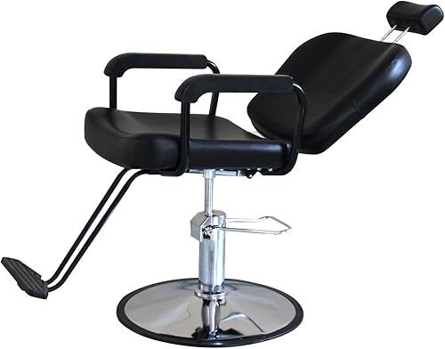 Miniatura 3 de Silla de estilo de salón Silla hidráulica reclinable con reposacabezas movible negro