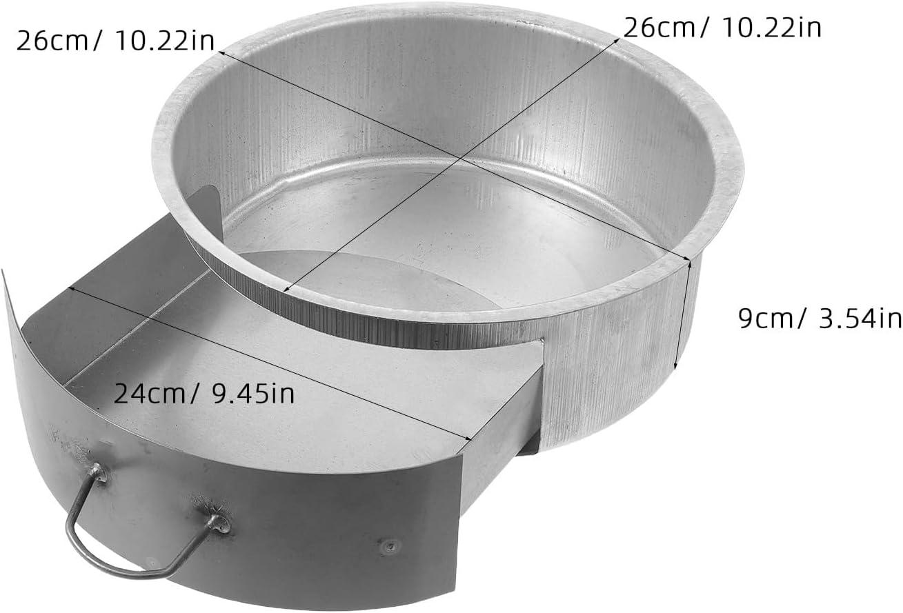 Fireplace Grate Ash Tray - Burning Stove Ash Collection Pan with Removable Drawer - 10.2 Inch Wood Stove Round Ashtray for Home Heating Use