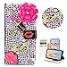 STENES Bling Wallet Phone Case Compatible with Google Pixel Fold 5G Case - Stylish - 3D Handmade Lipstick Flowers Lips Girls High-Heel Magnetic Wallet Stand Girls Women Leather Cover - Rose Red