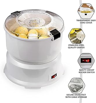 ERICAT 85w Potato Rumbler Peeler Machine Electric, Automatic Rapid Rotating Vegetable Dryer Salad Dehy Drator with Container & Rotary Lock, Effortless Peeling and Visual, for Fruits/Vegetables