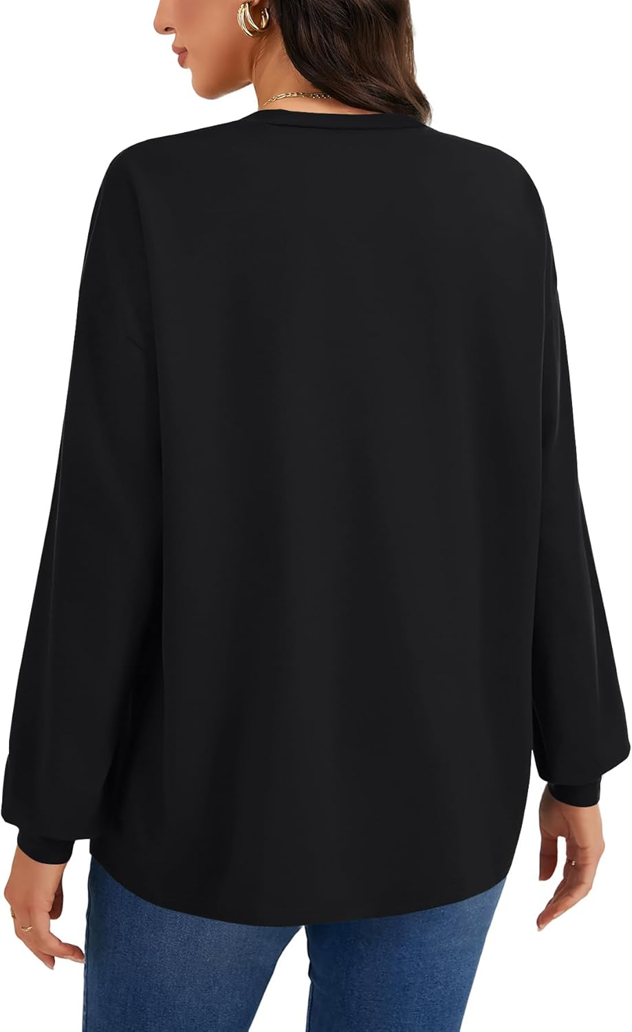 Vrtige Women's Peplum Long Sleeve Crew Neck Ruffle Babydoll Blouses Top with Pocket - Image 5