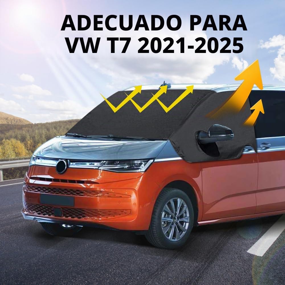 Cubierta de parabrisas de coche de repuesto para VW T7 T7 California 2021-2026 | Parasol para coche 600D, 100% opaco, bloquea los rayos UV, resistente a la intemperie