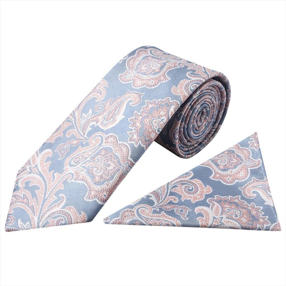 TIES R US Blue and Pink Paisley Classic Mens Tie and Pocket Square Set