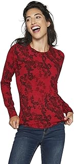 Koroshi Jersey de Manga Larga roja con Estampado Floral y Cuello Redondo para Mujer, de Color Rojo