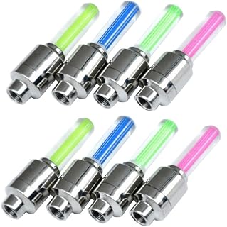 HEMOTON 8 Piezas Luces LED para Ruedas de Bicicleta Luces Intermitentes de Neón para Llantas Accesorios Fluorescentes para Seguridad Nocturna Colores Azul Rosa Verde y Ahorro de Batería