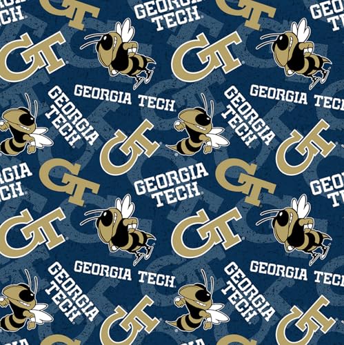 Georgia Institute of Technology Georgia Tech Yellow Jackets Fabric – Officially Licensed Georgia Tech Cotton Quilting Fabric by Sykel Enterprises, Precut Yardage for Sewing & Crafts Tone on Tone