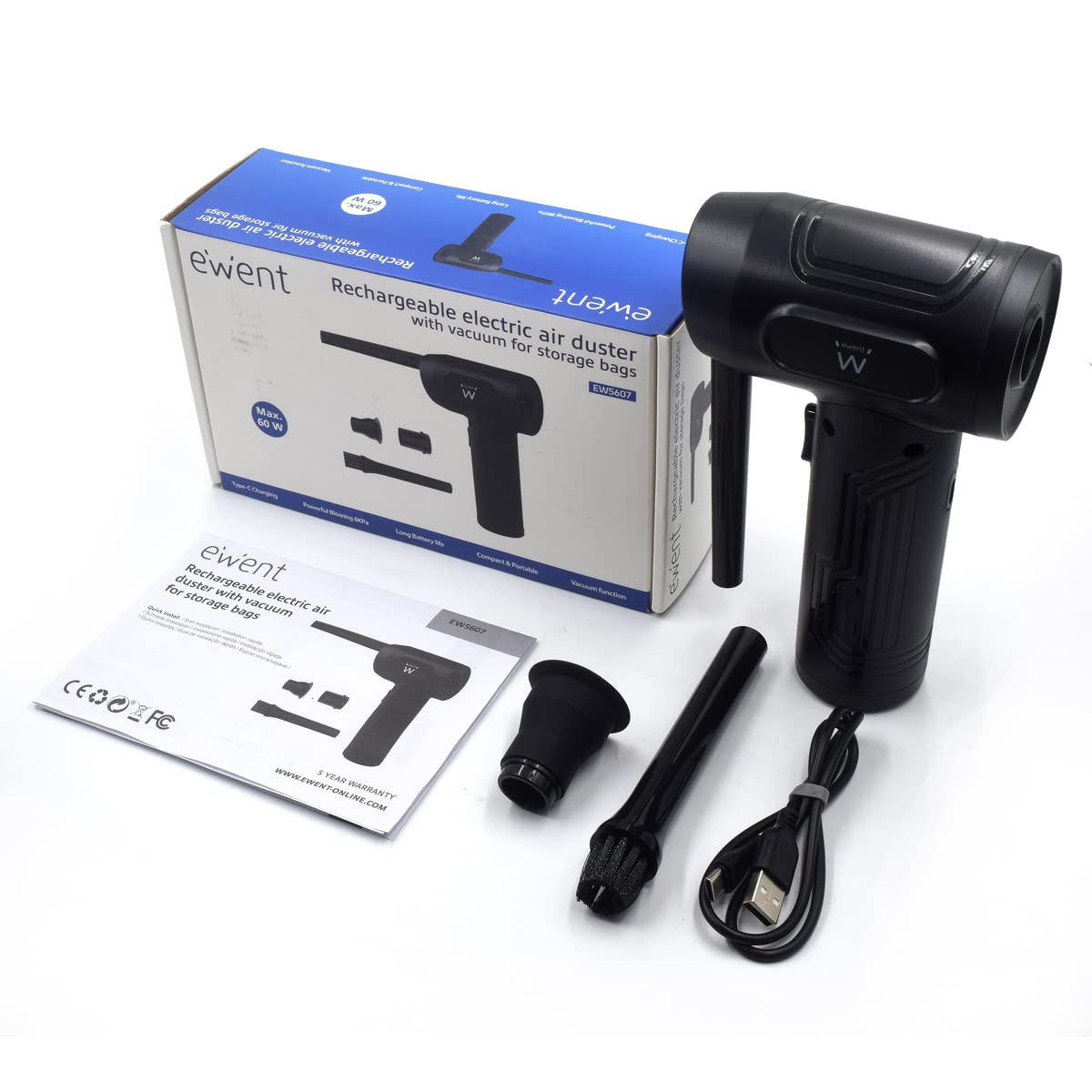 SOPLADOR EWENT DE AIRE ELECTRICO 60W 60.000RPM RECARGABLE