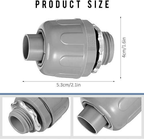 Miniatura 2 de Conector hermético líquido de 12 pulgada, accesorios de conductos eléctricos de PVC, rectos, 180 grados, conector de conducto flexible para el