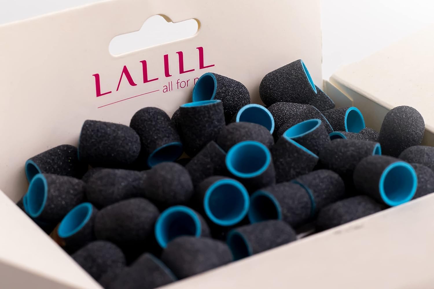 LALILL Sanding Caps LUX Pack of 100 - Graphite Milling Caps for Nail Cutters - Manicure, Pedicure & Podiatry - Attachments for Foot Care, Callus Removal, Nail Modeling, 10 mm 60 Grit