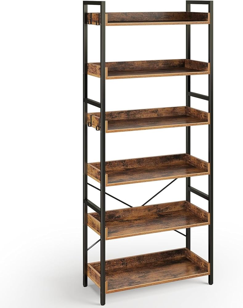 CLC73 プランテーション グロウン ティンバース チェストドレッサー 6段 Rolanstar Bookshelf, 6 Tier Bookcase, Industrial Storage