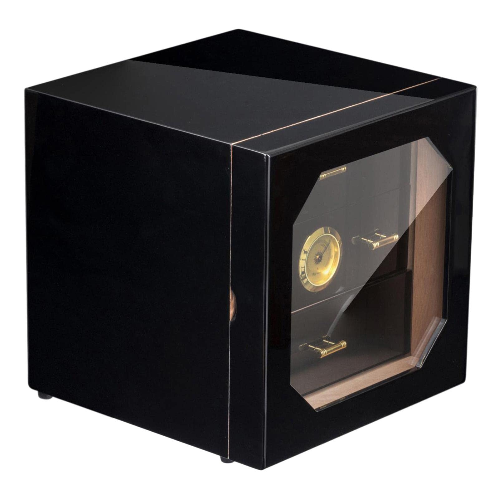 barenx Cedar Humidor Storge ze szklanymi drzwiami, higrometr, nawilżacz powietrza 3-poziomowa konstrukcja
