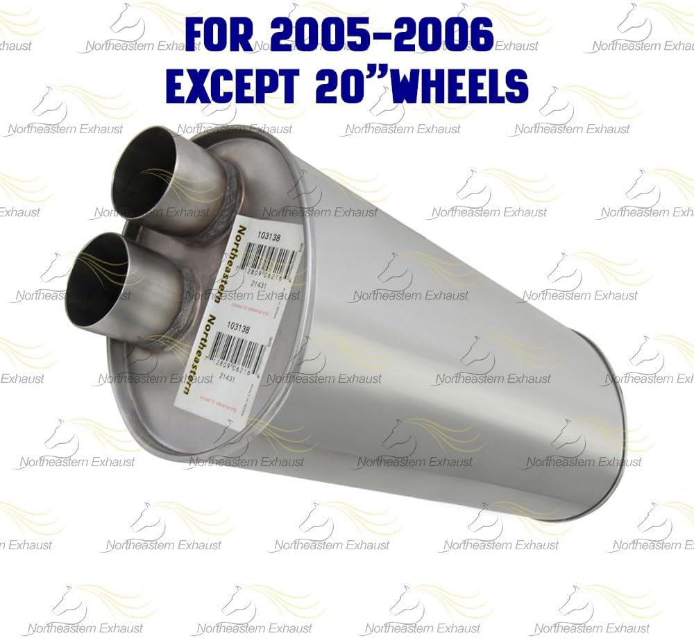 Exhaust Muffler Compatible for 2002-2006 Cadillac Escalade 6.0L | 2003-2006 Cadillac Escalade ESV 6.0L | Stainless Steel | Northeastern Exhaust | Includes Clamps