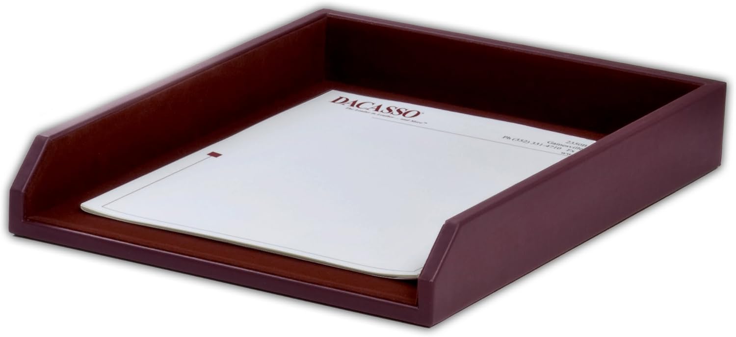 Dacasso Burgundy Leather Letter Tray