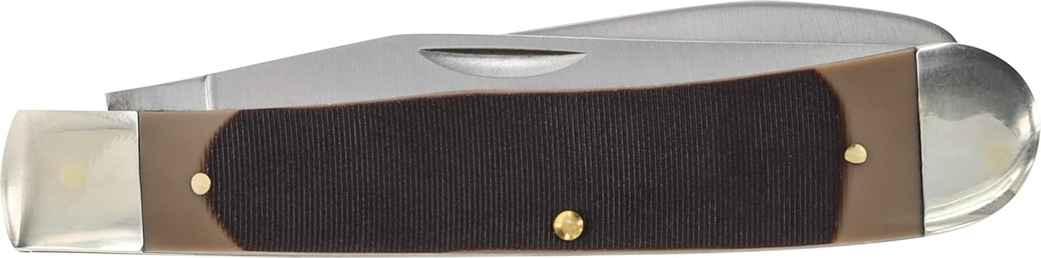 Old Timer 69OT Premium Trapper 7.4in High Carbon S.S. Traditional Folding Pocket Knife with Clip Point Blade, Sawcut Handle, and Convenient Size for Everyday Carry, Hunting, Camping, and Outdoors