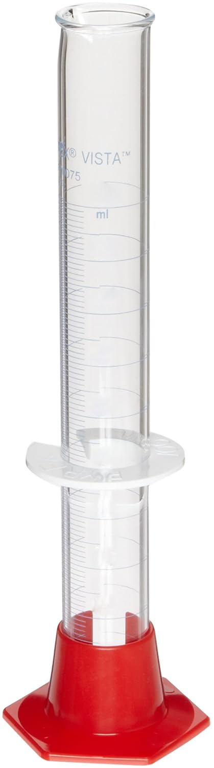 PYREX Vista 100 mL Single Metric Volumetric and Graduated Cylinders, TC, Plastic Hexagonal Base, Blue Graduations 70075-100 (Case of 12)