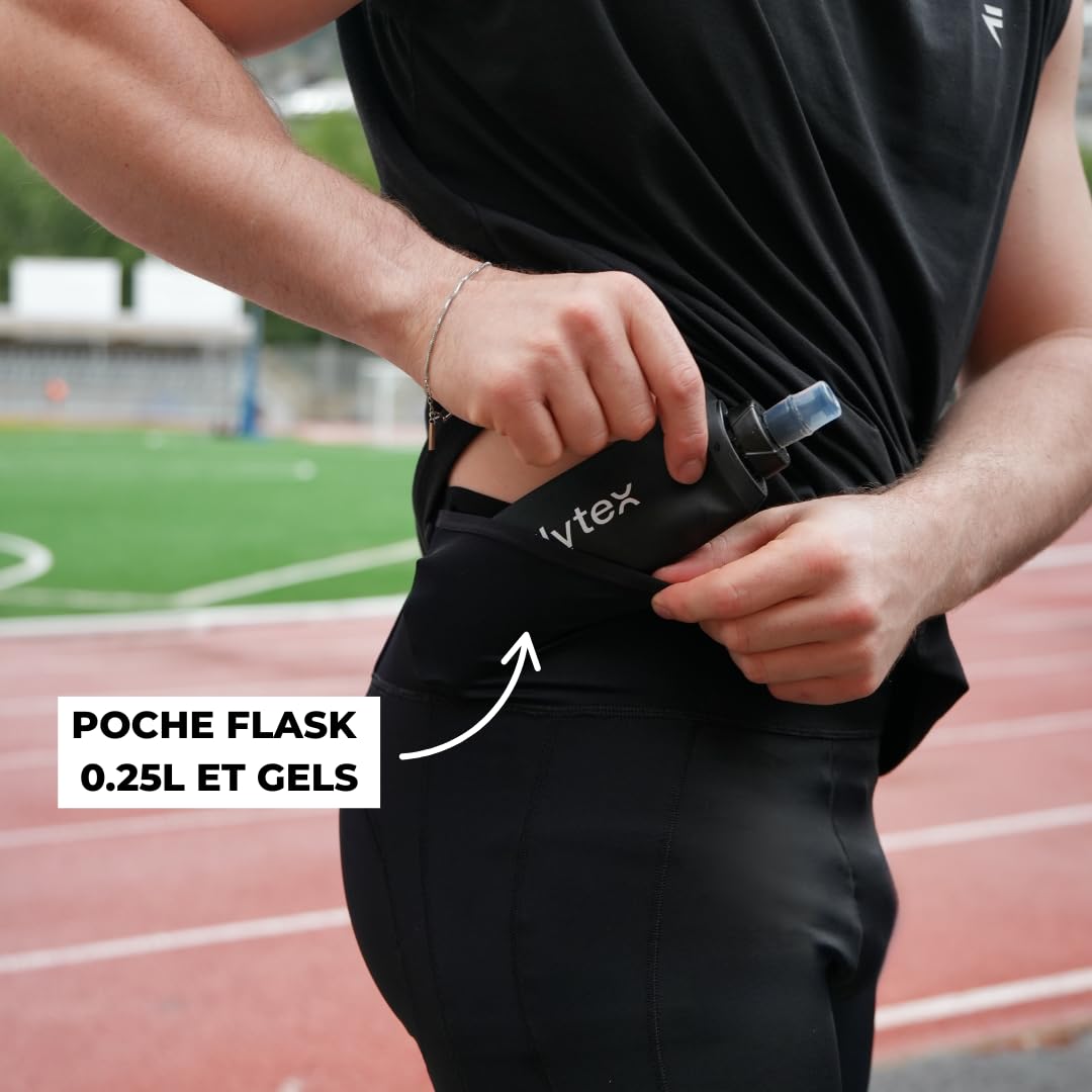 Flytex - Kompressionsshorts mit Gürtel – Komfort & Strapazierfähigkeit – leichte Unterstützung der Oberschenkel und Ischios – 3 integrierte Taschen – verschiedene Modelle für Damen/Herren