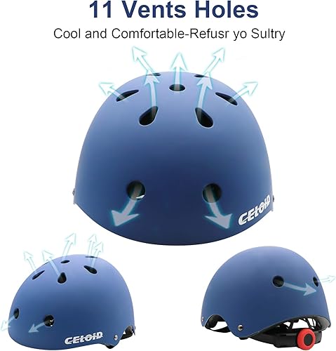 Miniatura 113 de Casco de bicicleta para niños, cascos de patineta para niños de 2 a 3 a 5 a 8 a 14 años, ajustable, multideporte, bicicleta, patinaje, fútbol, Negro