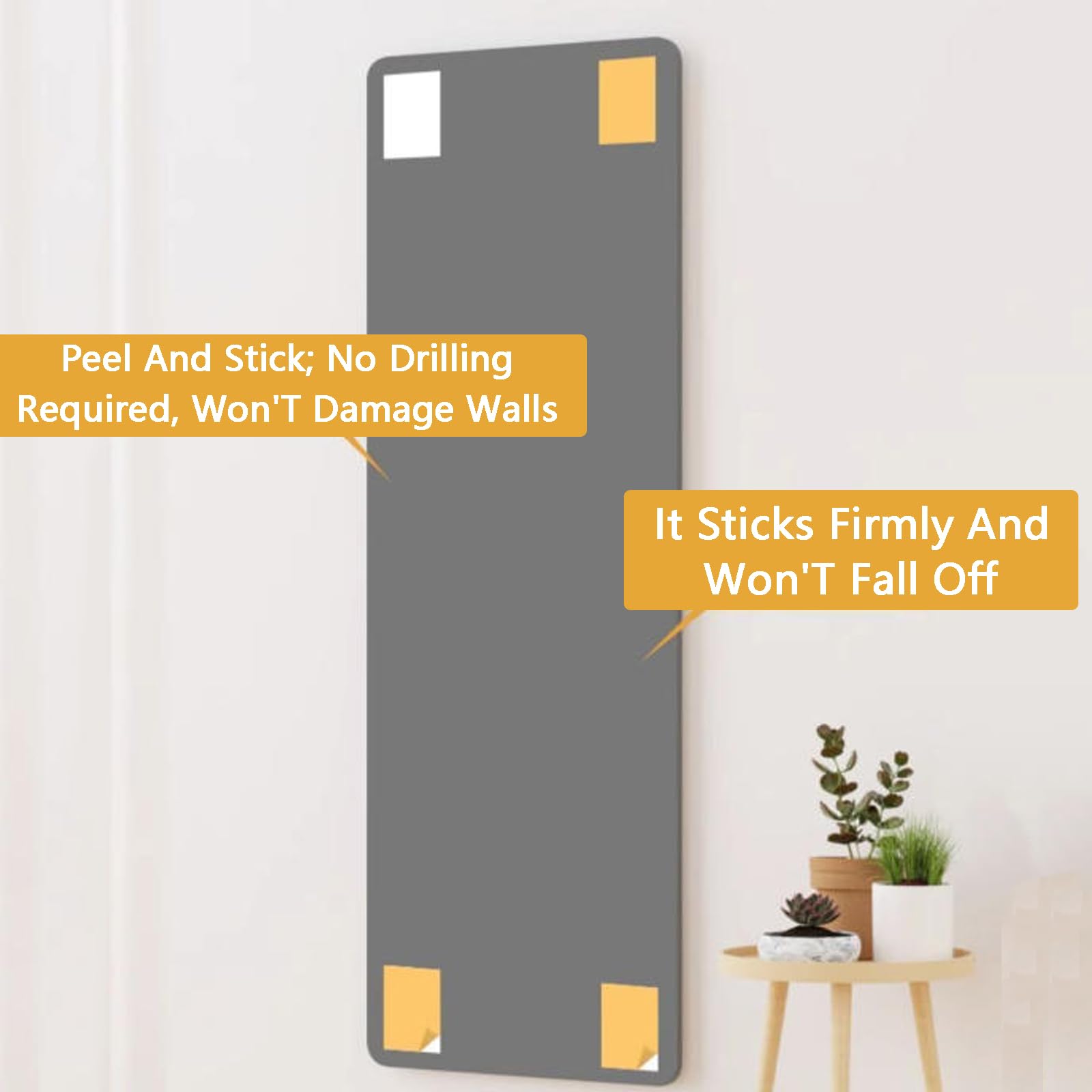 Miroirs muraux autocollants en acrylique pour chambre à coucher - Longs miroirs de danse - Panneaux de miroir décoratifs en acrylique pour la maison, le fitness et la décoration intérieure
