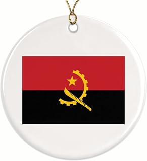 Angola World Flag Christmas Ornament - Angola Pride - 2.8" Round Ornament - Gold String Included - Choose from Over 100 Countries - UV Printed Design - Glossy Ceramic - BMCO0964