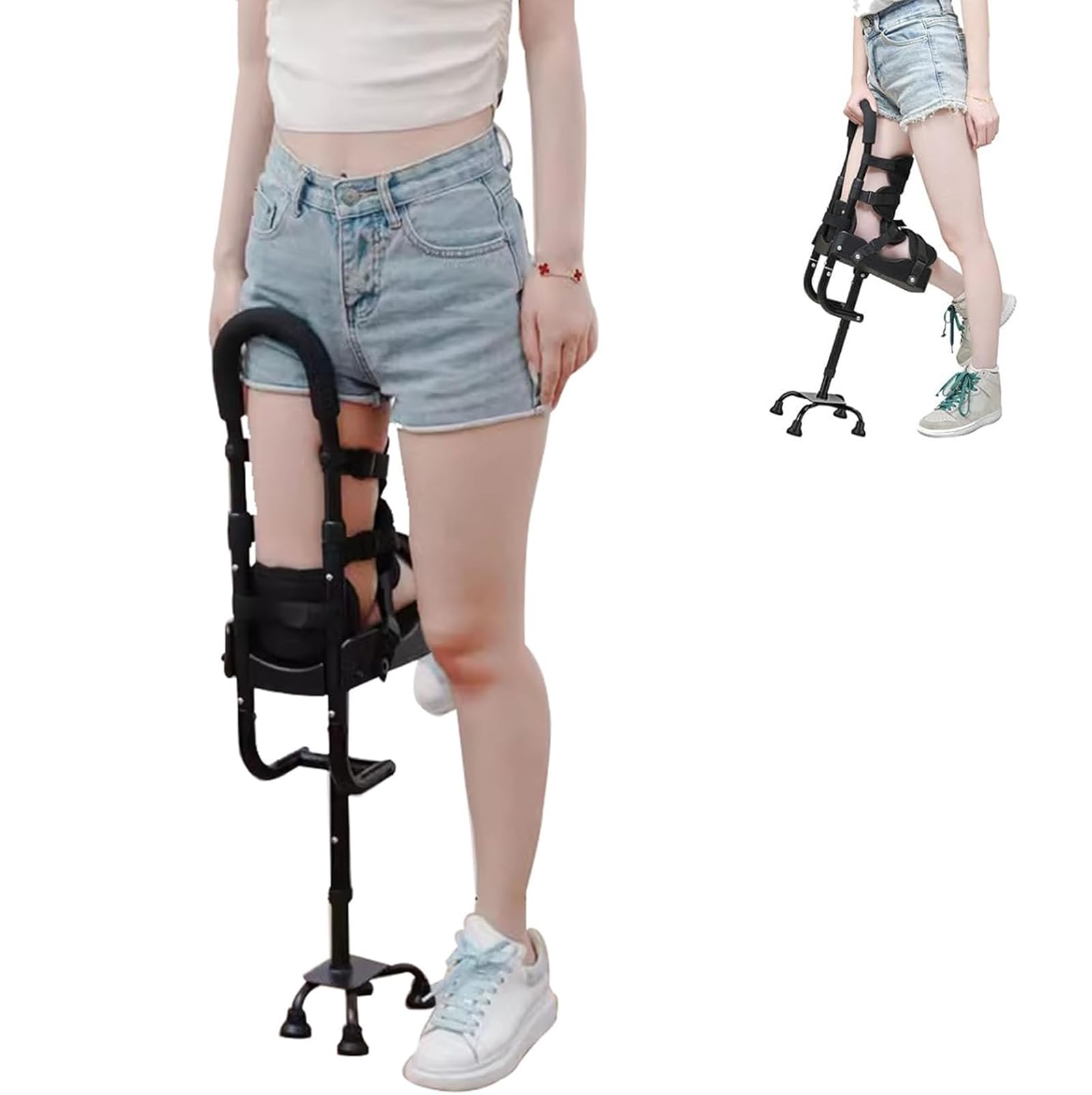 YXZYFPP anti slips knee alternative crutches walking support ankle fractures walker pain frees crutch leg mobility elderly injury fracture scooter aid medical kneeling (Black Right)
