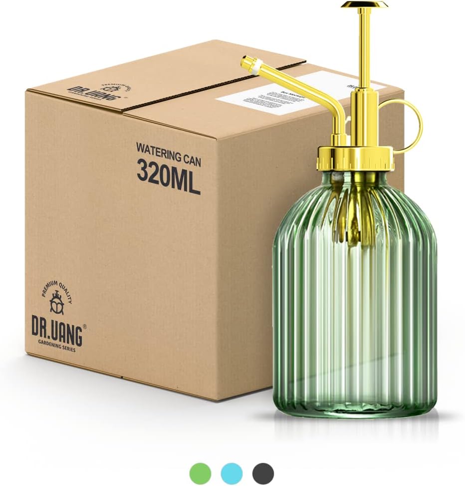 DR.UANG Plant Mister Spray Bottle for Plants Glass Indoor Plant Spritzer Mister Bottle Plant Gifts (Green 320ml 7.6 inch)