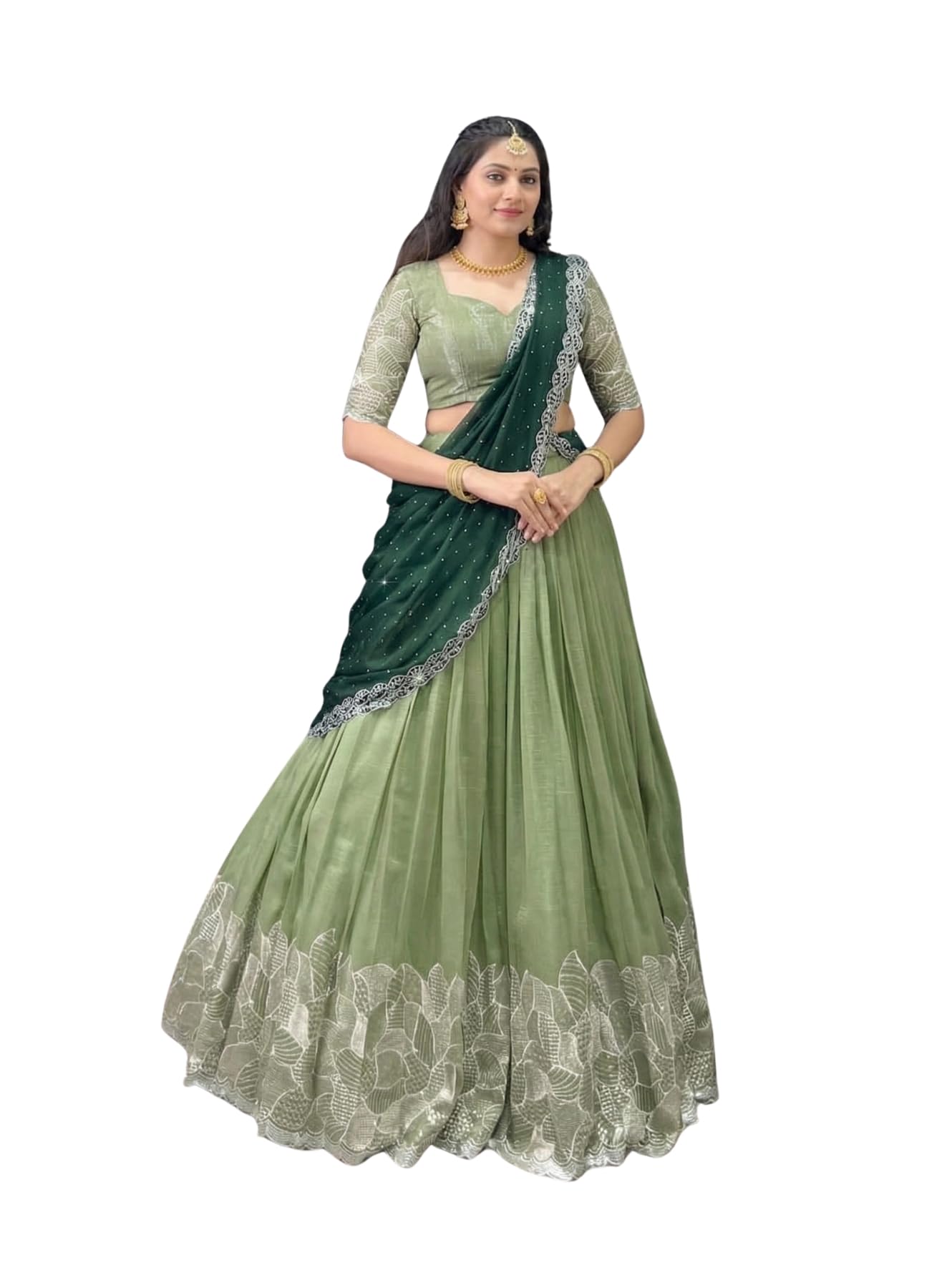 nextflow fashion Women's Chiffon Embroidered Semi-Stitched Lehenga Choli With Dupatta Set Semi-Stitched Blouse and Fit & Flare Style-picture-43