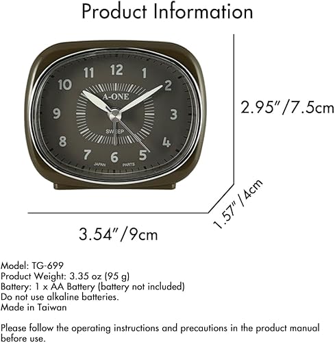 Miniatura 5 de Reloj despertador silencioso cuadrado redondo – Diseño híbrido único, sin tictac, funciona con pilas, perfecto para decoración de dormitorio,