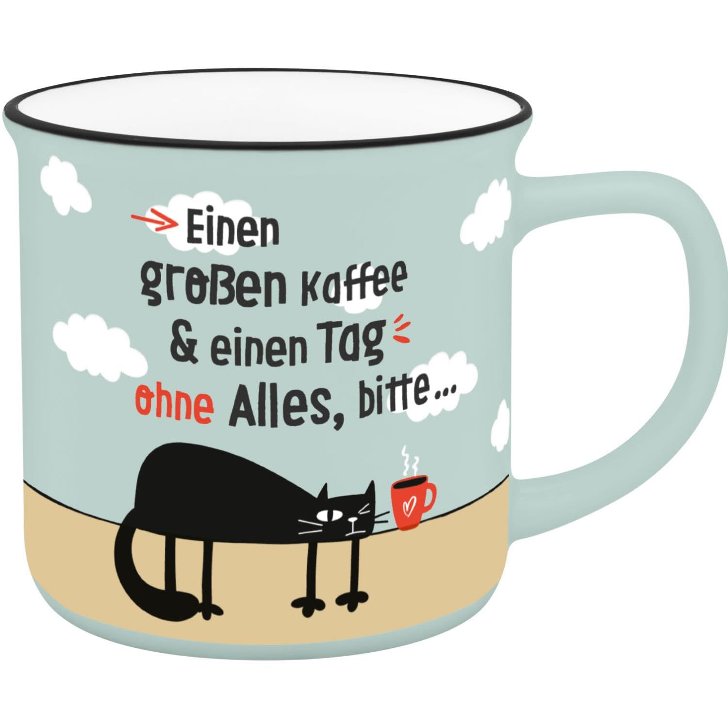 Sheepworld H:PPY Life Mug with Coffee Motif, Favourite Mug Made of Porcelain, Mug with Saying, 55 cl, with Gift Wrap, Gift Boyfriend, Girlfriend, 74522