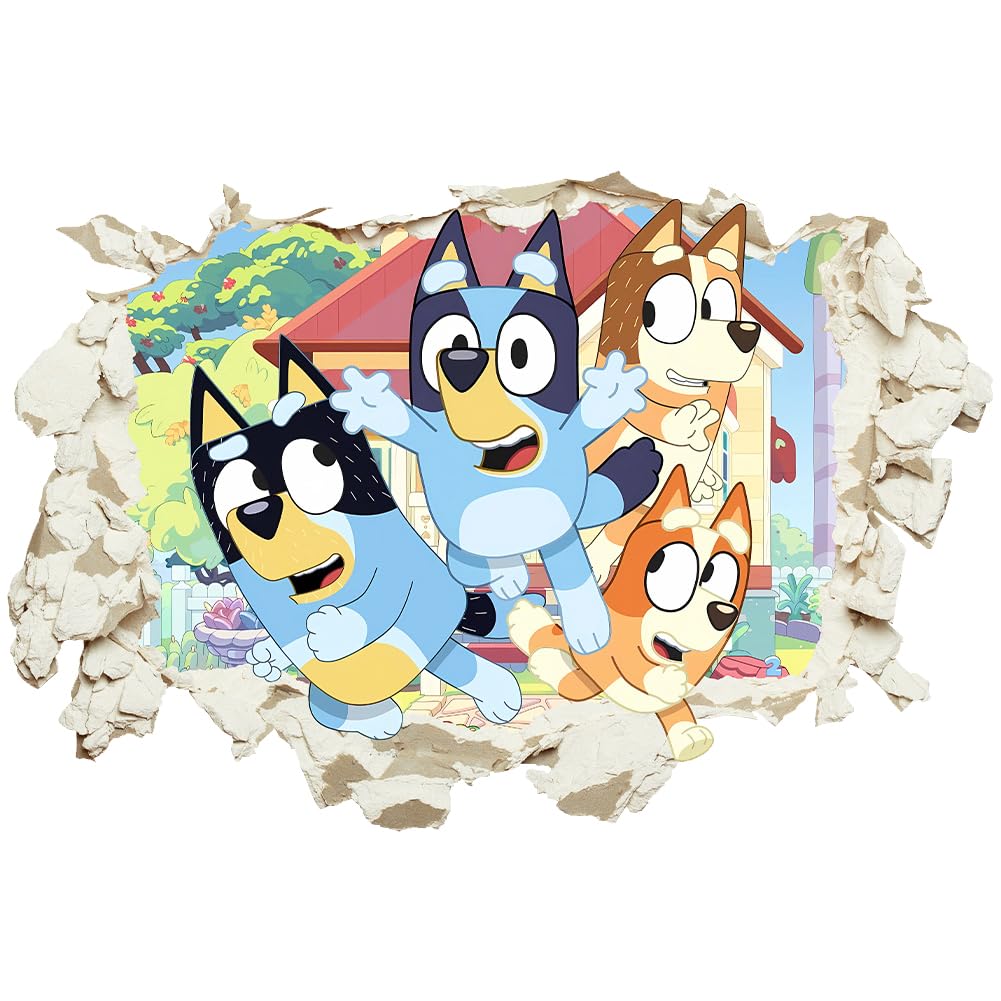 HFFJJLTU Bluedog Wall Sticker,Cartoon Kids Wall Decals,Cartoon Wall Decal,DIY Creative Wall Decals Self-Adhesive Wall Sticker for Children Bedroom Living Room Art Home Decor
