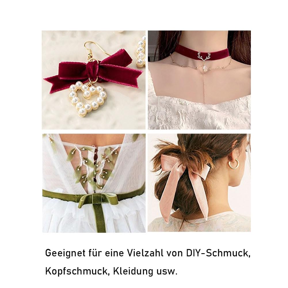 Samtband 2M Weihnachtsband Mit Draht Geschenkband Breit Dekoband Flache Drahtbänder Vintage Zierband Schleifenband Seidenband für Geschenkverpackung DIY Handwerk Blumenstrauß Dekoration