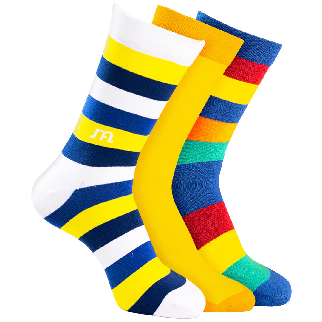 Man Arden Designer Men Socks Collection, World's Finest Cotton (Combo of 3 | Size: Free Size | Color: Multicolor | Length: Regular)