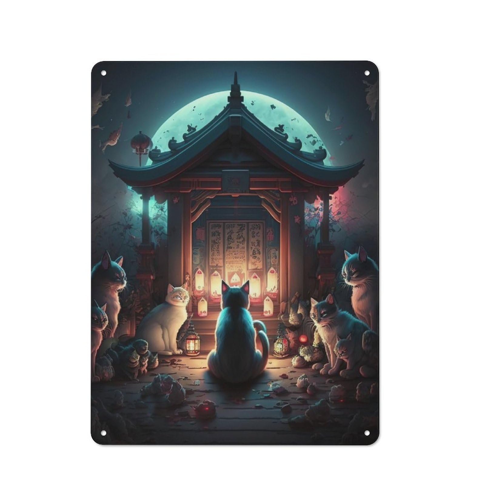 Junmoney Cat Japan Metal Plaque 40X30cm With For Pub Or Café, Rustic Decor, For Garage, Workshop And Man Cave Decoration