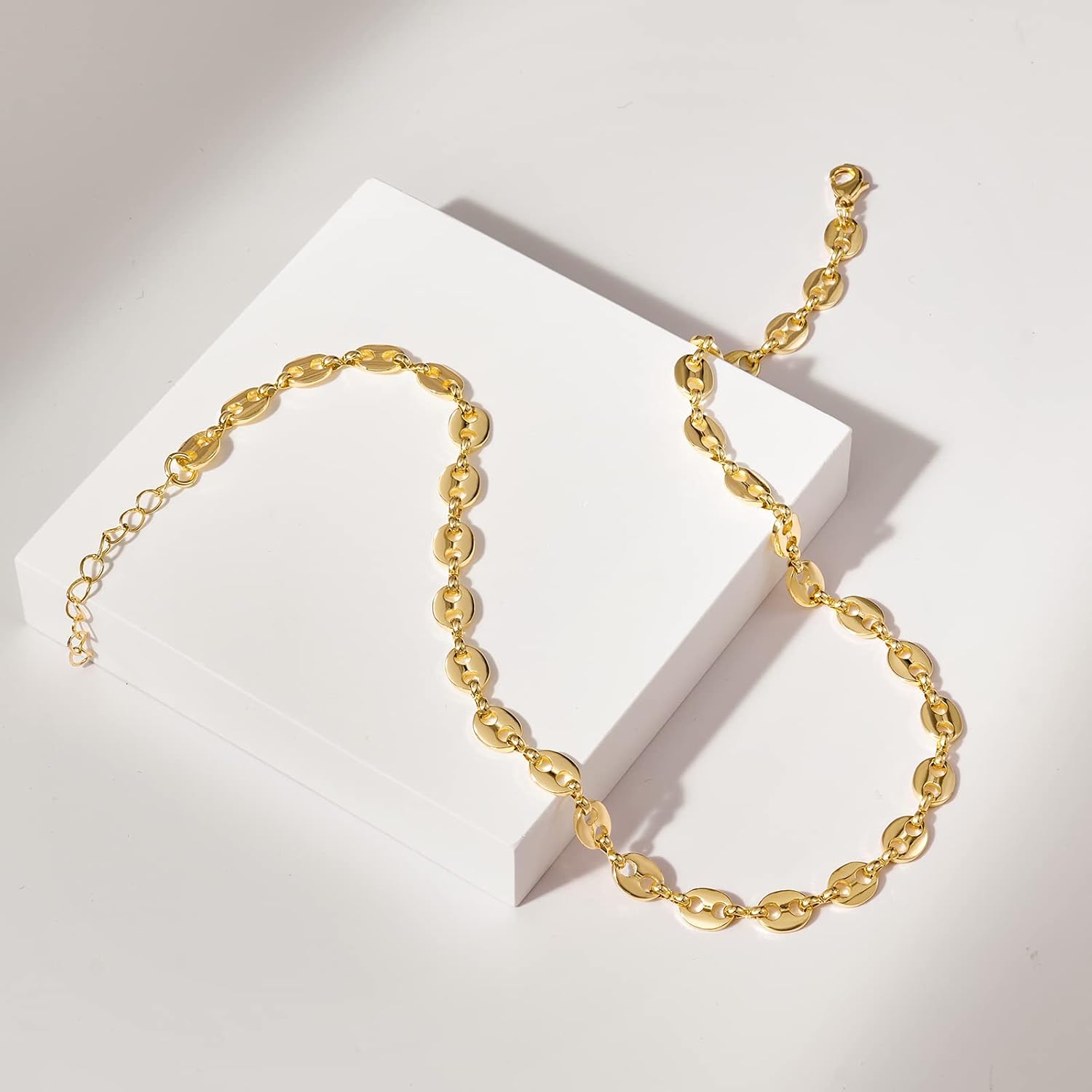 KissYan Gold Necklace for Women, 14K Gold Plated Dainty Chain Choker Chunky Figaro Snake Mariner Cuban Link Chains, Adjustable Trendy Necklaces Handmade Jewellery Chain - Image 7