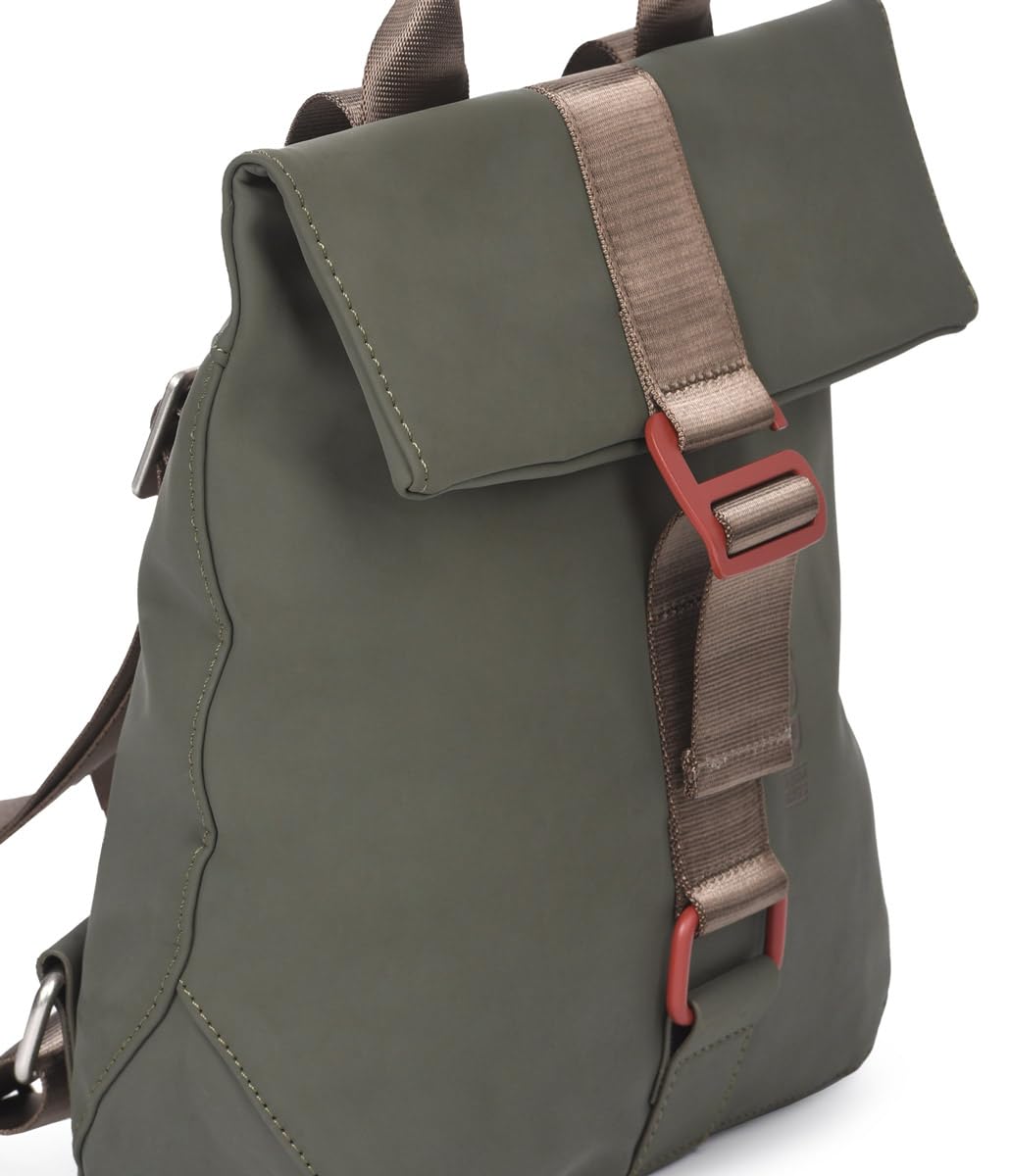 KCB Mochila Antirrobo Pequeña Chain | Seguro | 100% Vegano | Color Khaki | Diseño Seguro y Práctico | Bolsillos Multiusos con Cremallera | Material Resistente | Asas Ajustables