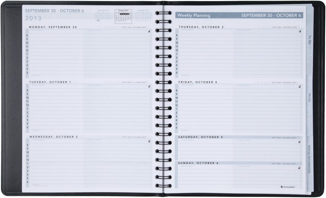 AT-A-GLANCE The Action Planner Recycled Weekly Appointment Book, 8 1/2 x 11 Inches, Black, 2013 (70-EP01-05)