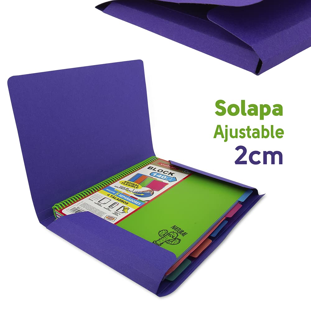 Carpetas de cartón A4 azul con solapas y goma elástica Pack de 20