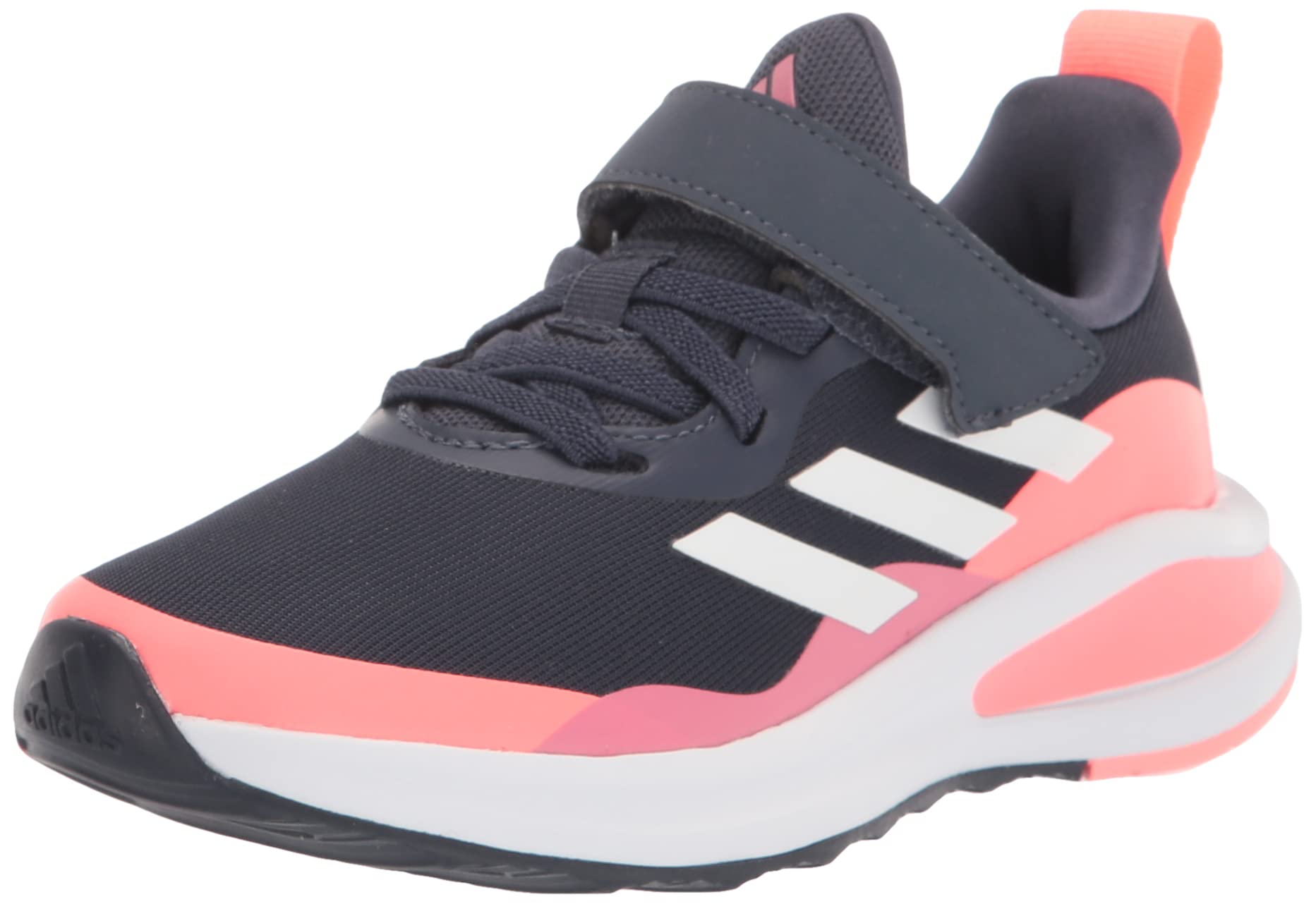 adidas Fortarun Running Shoe, Shadow Navy/White/Acid Red (Elastic Lace/Top Strap), 1.5 US Unisex Little Kid
