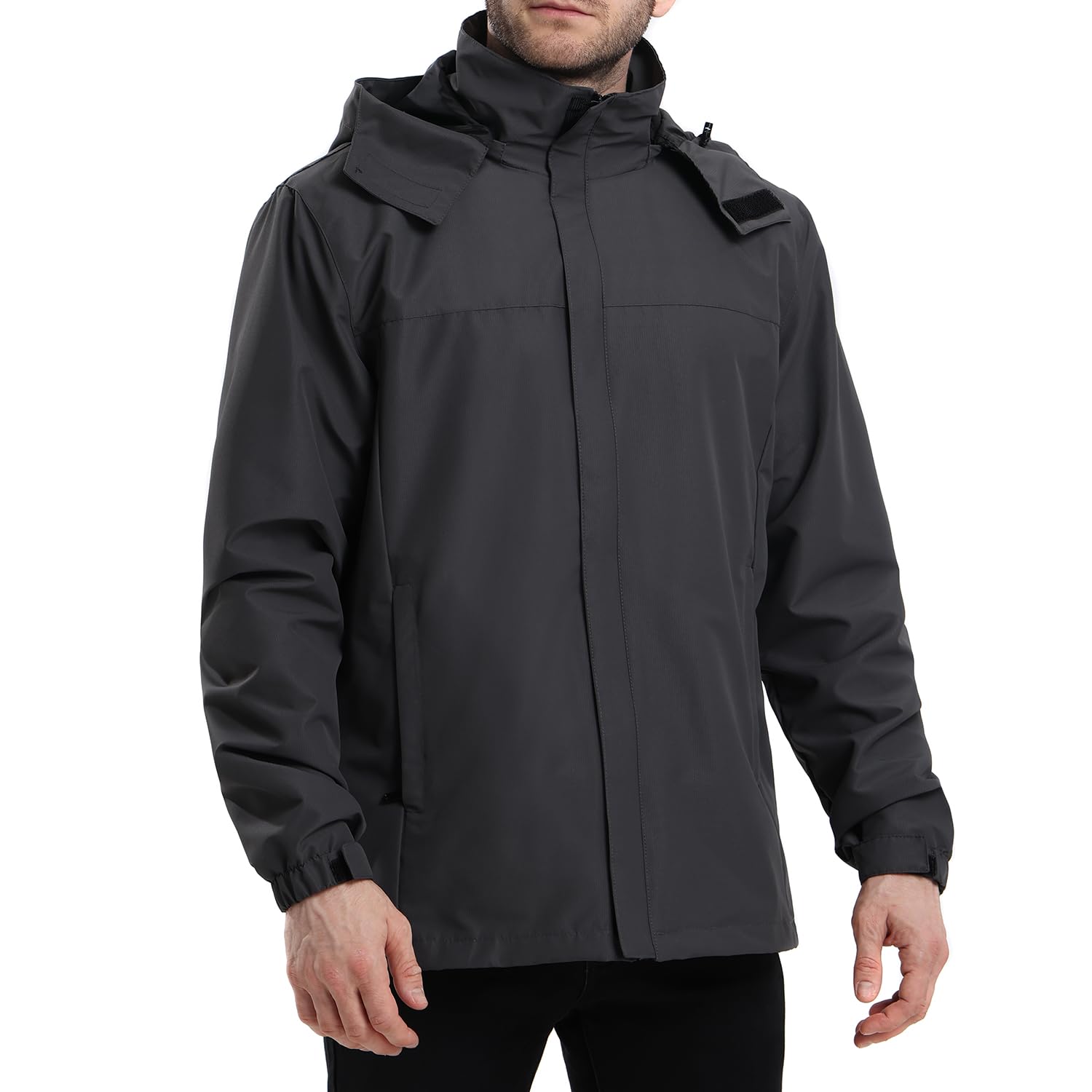 PYALT Herren Regenjacke Wasserdicht Atmungsaktiv Outdoorjacke Windbreaker mit Kapuze Leichte Freizeitjacke Fahrrad Regenjacke für Wandern Reisen