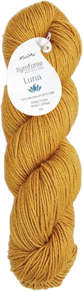KnitPro Symfonie Hand Dyed Yarn | Extra Fine Merino Wool & Silk Blend for Knitting & Crocheting, DK Weight, Oeko-TEX Certified, Colorfast Fiber 182m, 100g Skein | Luna Semisolid Skylight
