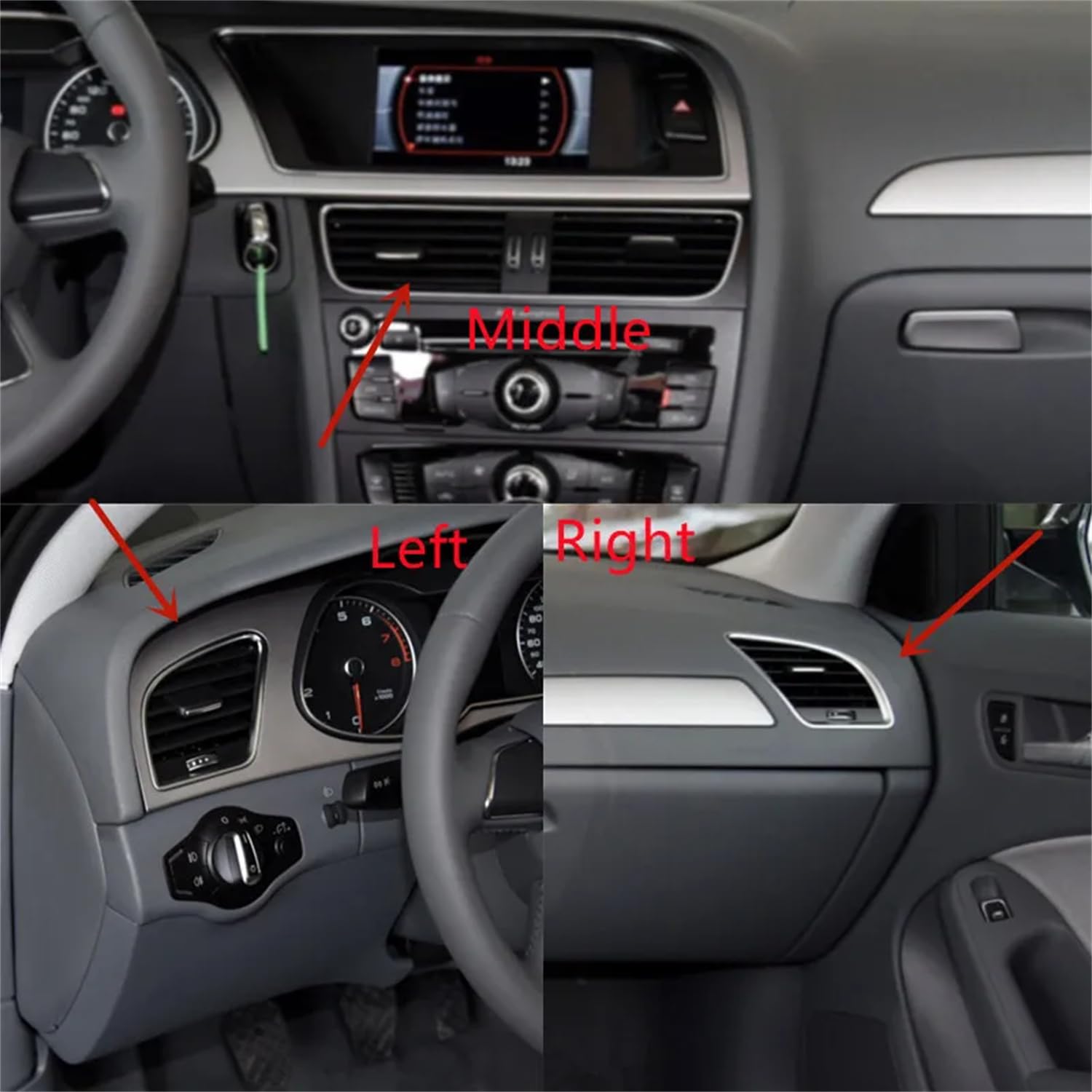 Aria Condizionata Bocchette per Audi A4 B8 2009-2016,Kit cruscotto Pannello di Uscita dell'Aria condizionata per Auto Griglia di Copertura,C/1PC Right.