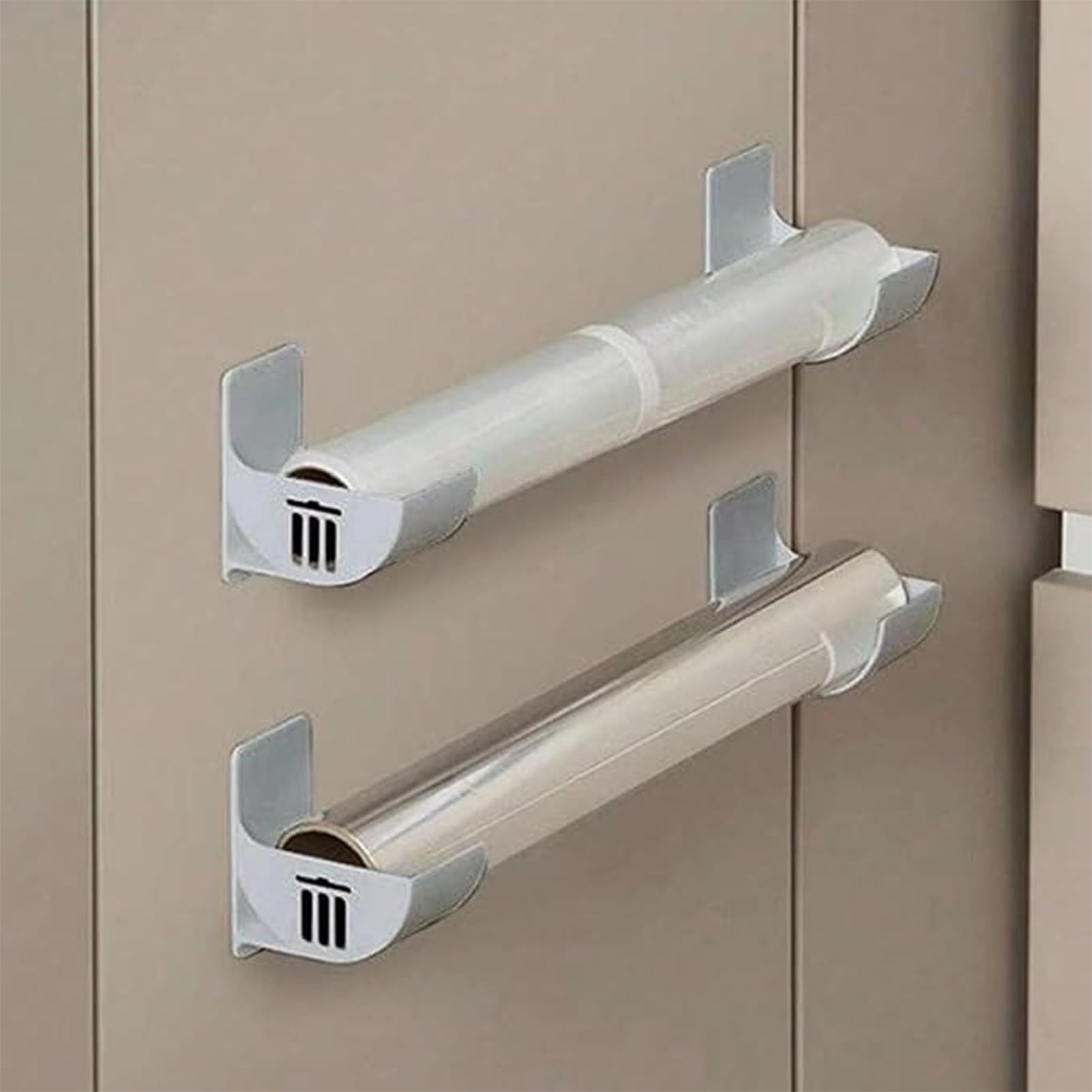 Stojak do przechowywania bez dziurkowania – samoprzylepny uchwyt z folii aluminiowej – organizer boczny szafki na folię aluminiową, worki na śmieci i worki na śmieci do kuchni i łazienki