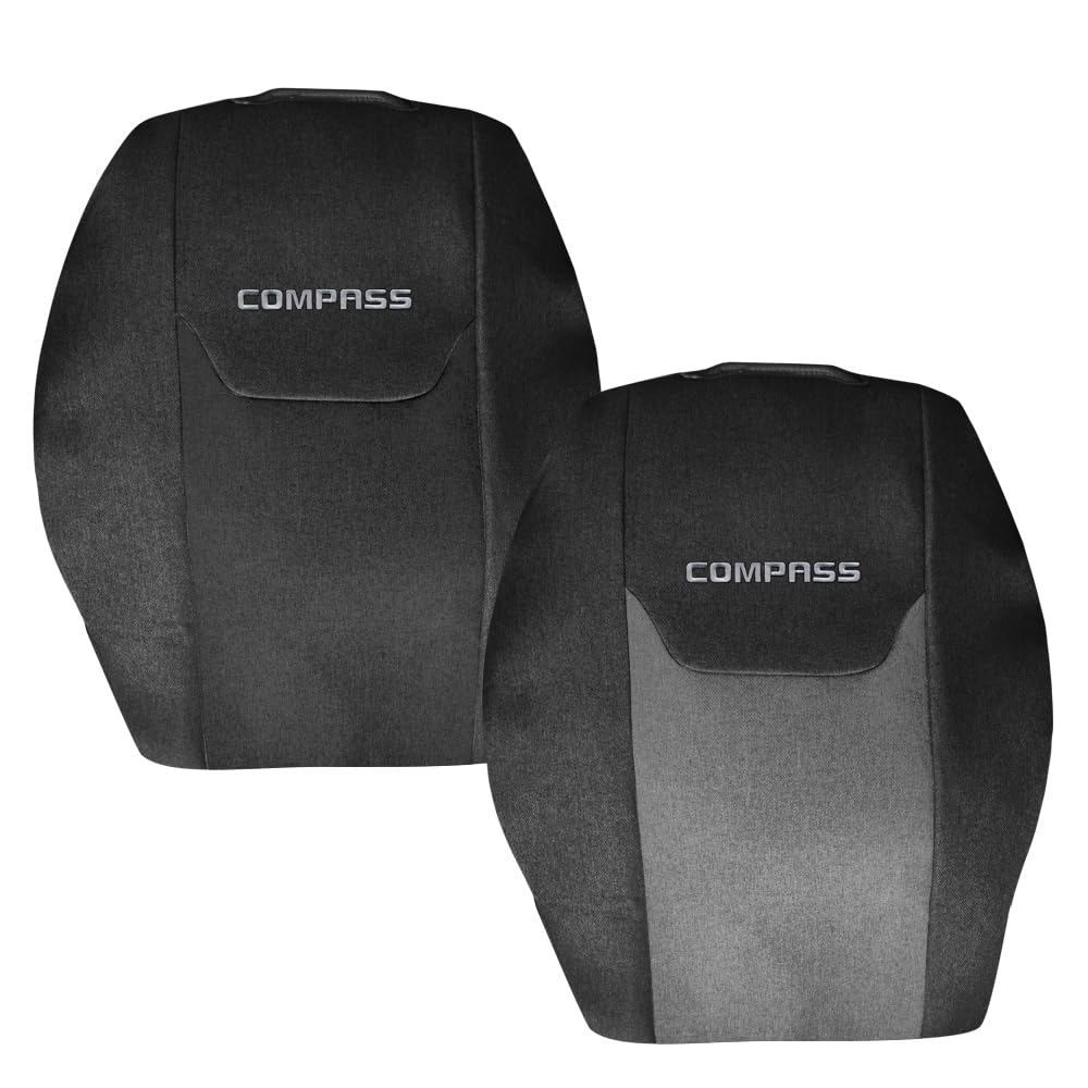 UNION Coprisedili anteriori realizzati su misura specifici per JEEP COMPASS. Perfettamente aderente resistente lavabile. Made in Italy (Nero)